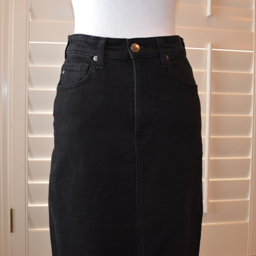 AG High Waisted Denim Midi Skirt